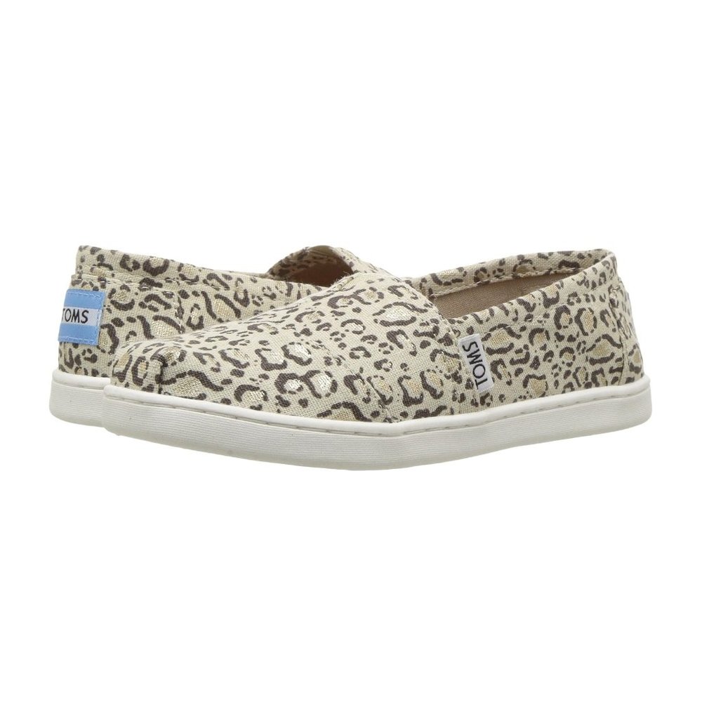 TOMS Classic Youth Bob Cat Gold Alparagata Slip On Shoes, size 2Y